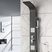 Panneau de douche mural pour salle de bain Titane Or Brossé Artisanat Thermostatique Jet Back Panel Hotel Deluxe Noir Colonne de douche