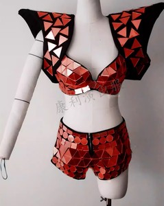 <strong>Shiny</strong> Bling Sequins Bikini Bra + <strong>Shorts</strong> 2 Piece Set Women Exotic Dancewear Outfit Set Club Show Singer Stage Performance Costume - Product Image 5