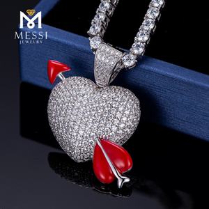 Collar de Plata de Ley 925 con Micro Pavé de Circonita en Forma de Corazón de Messi Jewelry para Mujer - Product Image 1