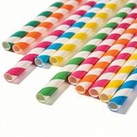Pailles à boire en papier compostables avec logo, rayures de couleur personnalisées, respectueuses de l'environnement