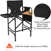 Chaise de maquilleur en nylon imperméable pour salon de beauté Chaise de réalisatrice pliante Dreamcase en alliage Isabella légère avec table d'appoint