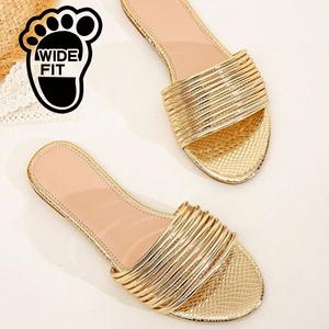 Sandales plates d'été pour femmes, coupe large, grande taille, nouvelles pantoufles respirantes tout assorties - Product Image 2