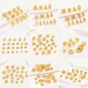 Nantong 14K Gold Plated <b>Copper</b> Spacer Beads With Cubic Zirconia For <b>Bracelet</b> Making DIY Jewelry Accessories Mixed Shapes - Product Image 4