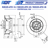 Ventilateur centrifuge AC pour armoire de refroidissement d'onduleur VFD R2E225-AT51-14 230V 145W 2650RPM pour ventilation d'armoire industrielle