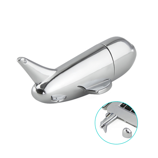 Metal Airplane Shape USB Flash Drive with Logo Wholesale Pendrive for Corporate Gift
