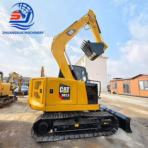 Excavatrice Caterpillar CAT307.5 d'occasion, 7,5 tonnes, avec bras long, lame de bulldozer et attache rapide, CE pour les travaux de paysagisme et agricoles - Product Image 2