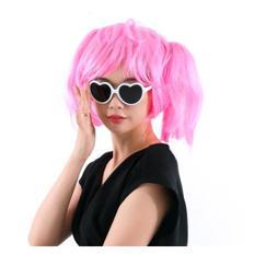 Pelucas de fibra de alta temperatura para fiesta, peluca Bob sin pegamento, estilo recto ondulado, pelo sintético, tamaño de gorra mediana, disponible en rosa, 2 uds. - Product Image 1