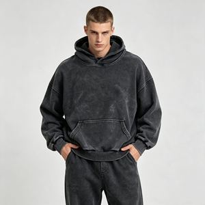 men's hoodies Heavyweight French Terry Cropped Hoodie Custom Printed Zip up Hoodie 100% Cotton Distressed Hoodie for Men - Product Image 3