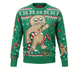 FNJIA Custom Logo Unisex Ugly <strong>Christmas</strong> Sweater Multi Color Gingerbread Xmas Knit Pullover Wholesale Holiday <strong>Jumper</strong> - Product Image 4