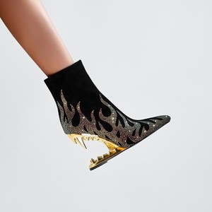 Botas Alto Special New Trendy Material Wedge Heel Women Shoes Shark Tooth <b>Boots</b> - Product Image 3
