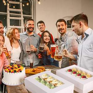 Boîte de cadeau alimentaire en papier carte blanche personnalisée de qualité alimentaire pour boulangerie, tarte, bonbons, biscuits, cupcake, boulangerie, emballage alimentaire avec grande fenêtre - Product Image 6