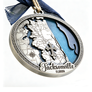 Colgante Decorativo Personalizado de Metal 3D con Mapa de Florida, Plata Antigua, Cruz Conmemorativa de la Ciudad, Brújula - Regalo de Graduación de Año Nuevo Chino - Product Image 5
