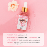 Sérum Visage 4-en-1 à Marque Blanche, Meilleure Vente, Beauté Naturelle, Vitamine C, Vitamine E, Acide Hyaluronique, Nicotinamide, Sérum Éclaircissant pour la Peau