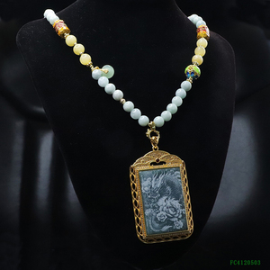 <span class=keywords><strong>Collier</strong></span> de perles de jade du Myanmar Juanyu Dragon, <span class=keywords><strong>collier</strong></span> en pierre naturelle avec pendentif <span class=keywords><strong>Bouddha</strong></span>, <span class=keywords><strong>collier</strong></span> avec pendentif en jadéite de Birmanie - Product Image 3
