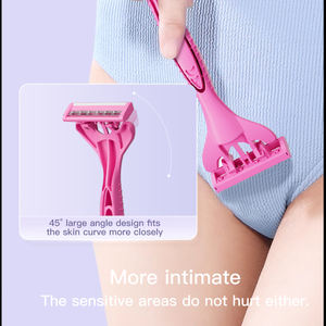 Производитель Макс, розовая блистерная упаковка, безопасная Тройная лезвия из нержавеющей стали, удобная одноразовая бритва для женщин - Product Image 4