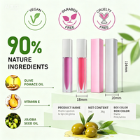 Brillo Labial Vegano al por Mayor, Libre de Crueldad Animal, a Base de Aceites Herbales, en Tonos Rosa, Rojo y Nude, Altamente Pigmentado, Brillante, Resistente al Agua, Marca Privada