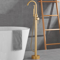 Robinet de baignoire sur pied en laiton antique à poignée unique pour eau froide et chaude