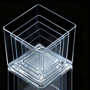 Scatola portaoggetti da scrivania quadrata in acrilico trasparente con coperchio sigillato per cucina, cosmetici, cancelleria, <span class=keywords><strong>quaderni</strong></span>, adesivi e articoli vari - Product Image 5