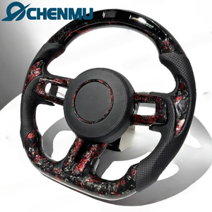 Volant en fibre de carbone forgé rouge LED personnalisé pour Ford Mustang 2015 2016 2017 2018 2019 2020 <span class=keywords><strong>2021</strong></span> 2022 2023 Mise à niveau de voiture - Product Image 2