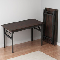 Table pliante rectangulaire, bureau d'ordinateur, couleur noyer, table longue rétractable et extensible pour la maison, l'étude et les stands de marché