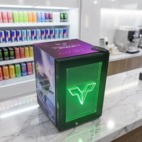 Équipement de réfrigération commerciale, mini-réfrigérateur de présentation pour boissons énergisantes, porte vitrée et logo LED personnalisé