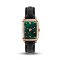 Montre de Luxe Rectangulaire à Quartz pour Femme, Vintage, en Alliage, Élégante, Chiffres Romains, Bracelet en Cuir, Aiguilles, Calendrier, Bijou de Mode RONDA