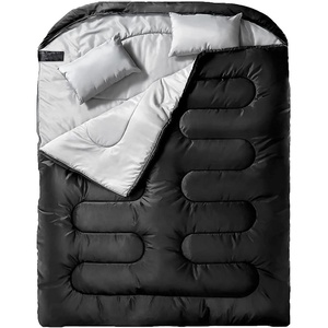 Sac de couchage double imperméable pour adultes, léger, pour 2 personnes, avec 2 oreillers, pour le camping et la randonnée - Product Image 2