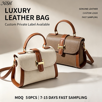 Sac à main bandoulière en cuir véritable pour exportateurs en gros, avec contraste de couleurs, idéal pour le bureau et les trajets quotidiens, personnalisable avec votre logo (marque privée)