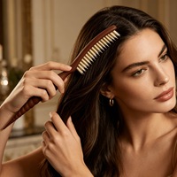Peigne à queue de rat à trois rangées de poils, à dents larges et à queue pointue, pour le coiffage volumisant et le massage du cuir chevelu, pour cheveux féminins