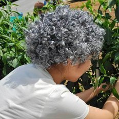 Perruques Poppy Grandma aux cheveux blancs Front de dentelle de vague naturelle de 14 pouces avec fibre résistante à la chaleur pour Tankchonkance - Product Image 1