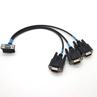 Cable Adaptador HD15P Macho en Ángulo a 3*DB9Pin Macho, con Cubierta de PVC Elástica/Cable de Puerto Serie VGA para Monitores de Computadora