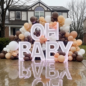 Nouveauté : Lettres lumineuses <span class=keywords><strong>Oh</strong></span> BABY en acier inoxydable de 3, 4 et 5 pieds pour la décoration de fêtes d'anniversaire et de mariages - Product Image 1