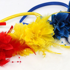 Serre-tête Fascinator pour Fête du Thé, Bal de Promo, Mariage, Accessoire de Cheveux, Coiffe, avec Fleurs Colorées, Plumes et Voile - Product Image 4