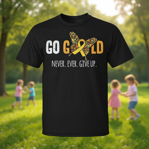 Camiseta Go Gold Never Give Up para concienciación sobre el cáncer infantil - Product Image 3
