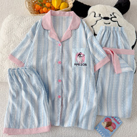 Pyjama pour femmes, nouveau style d'été, imprimé mignon de chien, vêtements de détente à manches courtes, ensemble trois pièces, effet coton nuage