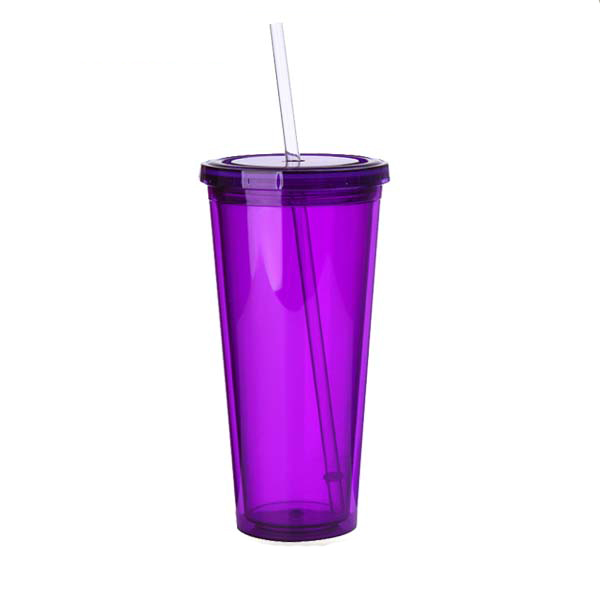 Лидер продаж на Amazon, пластиковый стакан с соломинкой для напитков с двойной стенкой