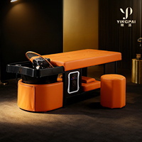 Unité de lavage de tête pour spa capillaire, avec lit de massage thaïlandais 2 en 1, fonction vapeur et cascade, chauffe-eau et tabouret assorti