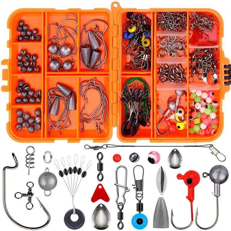 Neuer heißer Verkauf 257Pcs Angel zubehör Set Wirbel Stopper Haken Fisch köder In Aufbewahrung sbox Angel gerät Ausrüstung Pesca