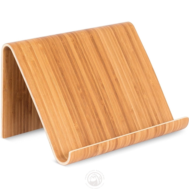 Personalised Bamboo Wood Standing Type Tablet Stand Folding Design Food Grade Certified Premium Quality Portable Kitchen Use