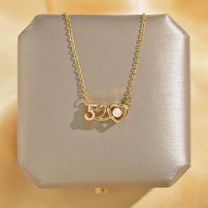 Collar con colgante de joyería de moda, venta al por mayor, acero inoxidable, número 520 romántico, cadena con colgante de corazón, regalo de San Valentín - Product Image 2