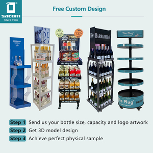 Tùy Chỉnh Siêu Thị Tầng Kim Loại Hiển Thị Kệ Kệ Cho Rượu Vang Đỏ Whisky Chai Thủy Tinh Cửa Hàng Bán Lẻ Sắt Rượu Hiển Thị Giá - Product Image 2