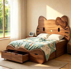 <strong>Hello</strong> <strong>Kitty</strong> Cartoon Solid Wood Children's <strong>Bed</strong> with Storage Drawers, Perfect for Girls' Bedrooms - Product Image 3