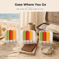 Ensemble de bouteilles de voyage en silicone de 90 ml avec support en fil métallique, logo personnalisé, conforme TSA, pour le camping et la randonnée, fabriqué en usine OEM