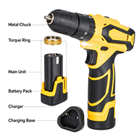 Perceuse électrique sans fil, batterie lithium rechargeable, outil à main, lumière LED, perceuse-visseuse portable pour percer et visser