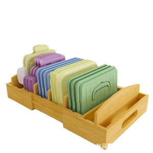 Bamboo <b>Storage</b> <b>Box</b> Extendable <b>Drawer</b> Compartmentalized Lid Organizer For Kitchen Container Lids - Product Image 5