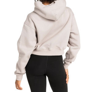 Custom High Quality French Terry Fleece Pullover Hoodies Cotton Sweatshirt Oversized <b>Zip</b> <b>up</b> Women <b>Cropped</b> Hoodie - Product Image 2