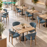 Ensemble de mobilier commercial pour restaurant : Chaise de salle à manger rembourrée en tissu, table en bois massif, banquette capitonnée pour café