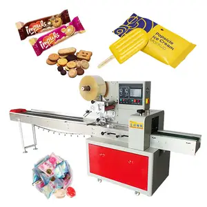 Automatic cookies/popsicle/candy packaging machine with the feeder