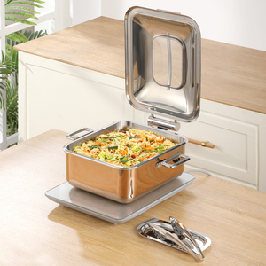 XINGPAI - Suministros para Restaurantes y Hoteles, Recipiente <span class=keywords><strong>Rectangular</strong></span> de Acero Inoxidable de 5L para Calentar Alimentos, Juego de Buffet - Product Image 5