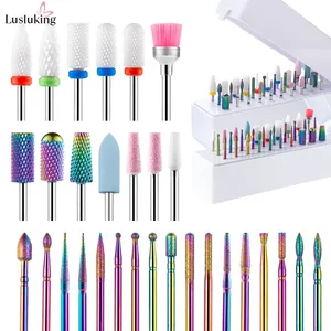30pcs Nail <b>Drill</b> <b>Bits</b> Ceramic Diamond Cuticle Efile Tungsten Carbide Milling Cutter for Manicure Remover Acrylic Gel Nail Tools - Product Image 1